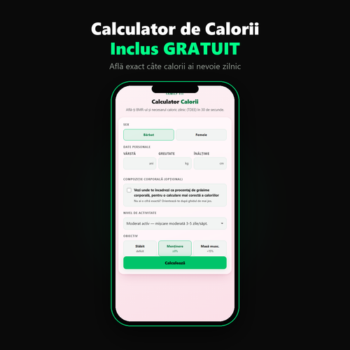 Calculator de calorii inclus gratuit: afli exact de câte calorii ai nevoie
