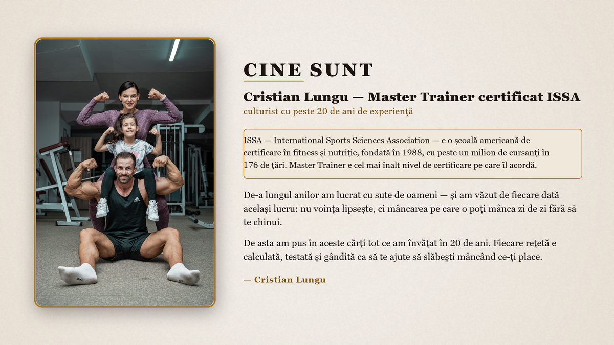 Cristian Lungu, Master Trainer certificat ISSA, culturist cu peste 20 de ani de experiență