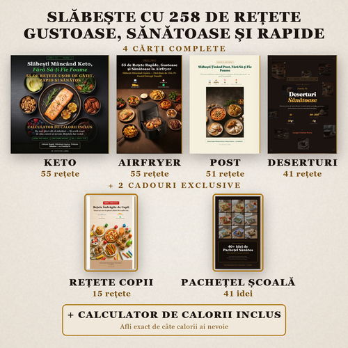 Pachetul complet FamilyFit: 4 cărți de rețete plus 2 cadouri exclusive, 258 de rețete în total
