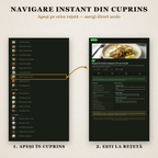 Navigare instant din cuprins: apeși pe orice rețetă și mergi direct la ea